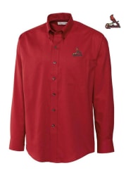 Cutter and Buck St Louis Cardinals Mens Red Nailshead Long Sleeve Dress Shirt