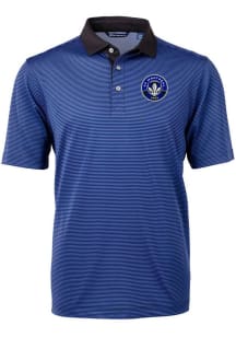 Cutter and Buck Montreal Impact Mens Blue Virtue Eco Pique Micro Stripe Short Sleeve Polo