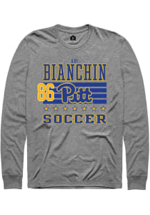 Adi Bianchin Mens Grey Pitt Panthers NIL Striped Long Sleeve Player T Shirt