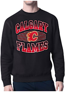 Starter Calgary Flames Mens Black Grit Long Sleeve Crew Sweatshirt