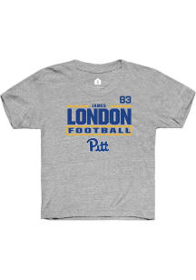 James London Youth Grey Pitt Panthers NIL Stacked Box Short Sleeve Player T-Shirt
