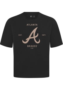 Levelwear Atlanta Braves Black Signature Knit Crossway Short Sleeve Fashion T Shirt