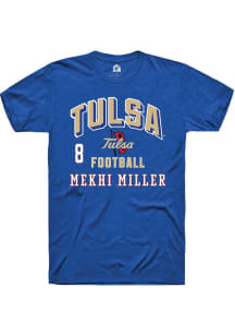 Mekhi Miller Rally Mens Blue Tulsa Golden Hurricane NIL Arch Logo Player T Shirt