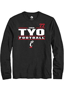 Taran Tyo Cincinnati Bearcats Black Football NIL Stacked Box Long Sleeve Player T Shirt