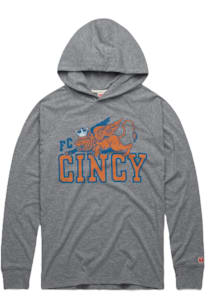 Homage FC Cincinnati Mens Ash Lion and Crown Lightweight Long Sleeve Lightweight Hoodie