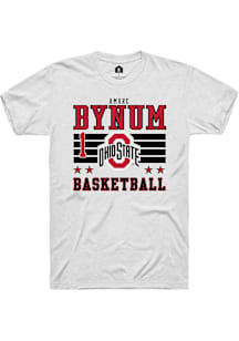 Amare Bynum Ohio State Buckeyes White NIL Striped Short Sleeve Player T Shirt
