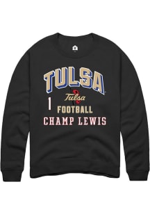 Champ Lewis Rally Mens Black Tulsa Golden Hurricane NIL Arch Logo Player Crew