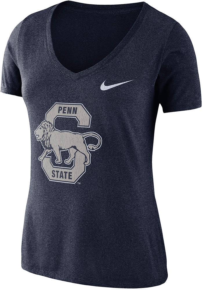 Nike Penn State Nittany Lions Womens Navy Blue Mid-V Short Sleeve T-Shirt