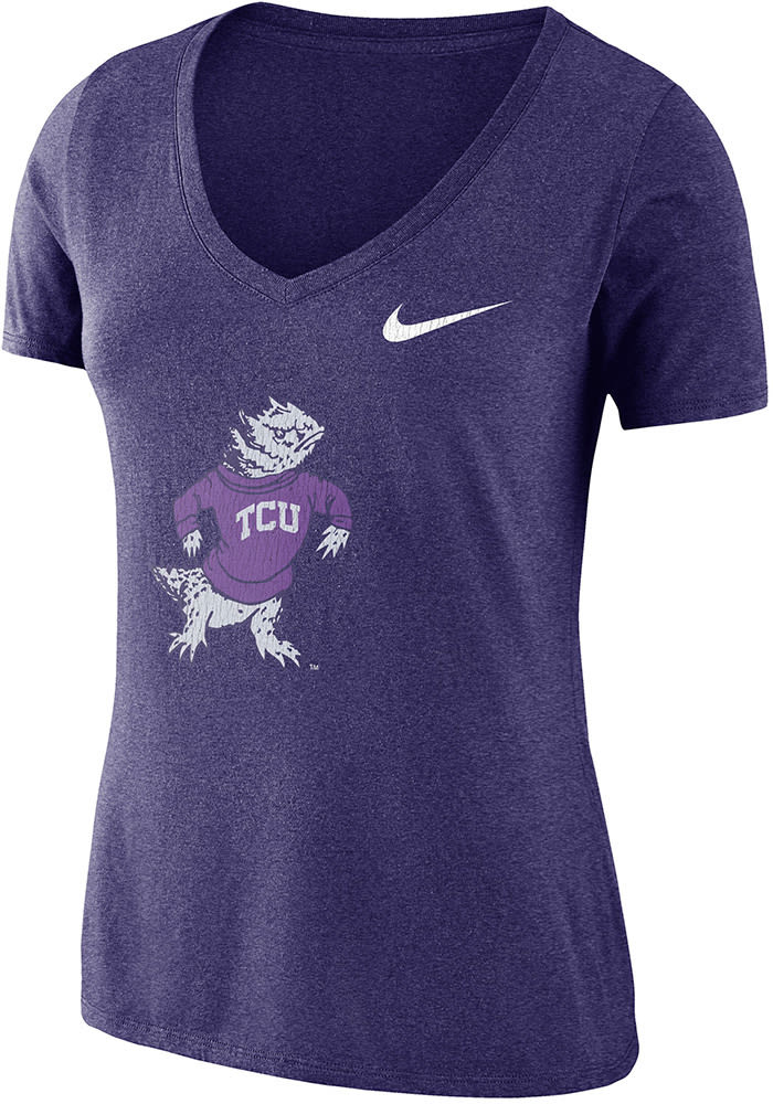 Nike TCU Horned Frogs Womens Purple Mid-V Short Sleeve T-Shirt