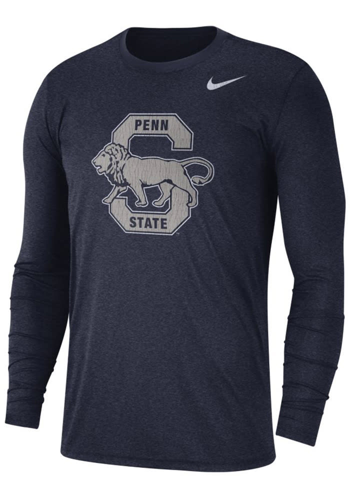 Nike Penn State Nittany Lions Navy Blue Triblend Retro Long Sleeve Fashion T Shirt