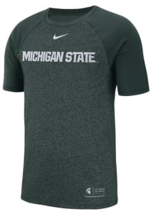 Michigan State Spartans Green Marled Raglan Short Sleeve Fashion T Shirt