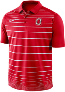 Mens Ohio State Buckeyes Red Nike College Stripe Short Sleeve Polo Shirt
