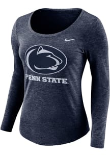 Nike Penn State Nittany Lions Womens Navy Blue Logo Scoop Neck LS Tee