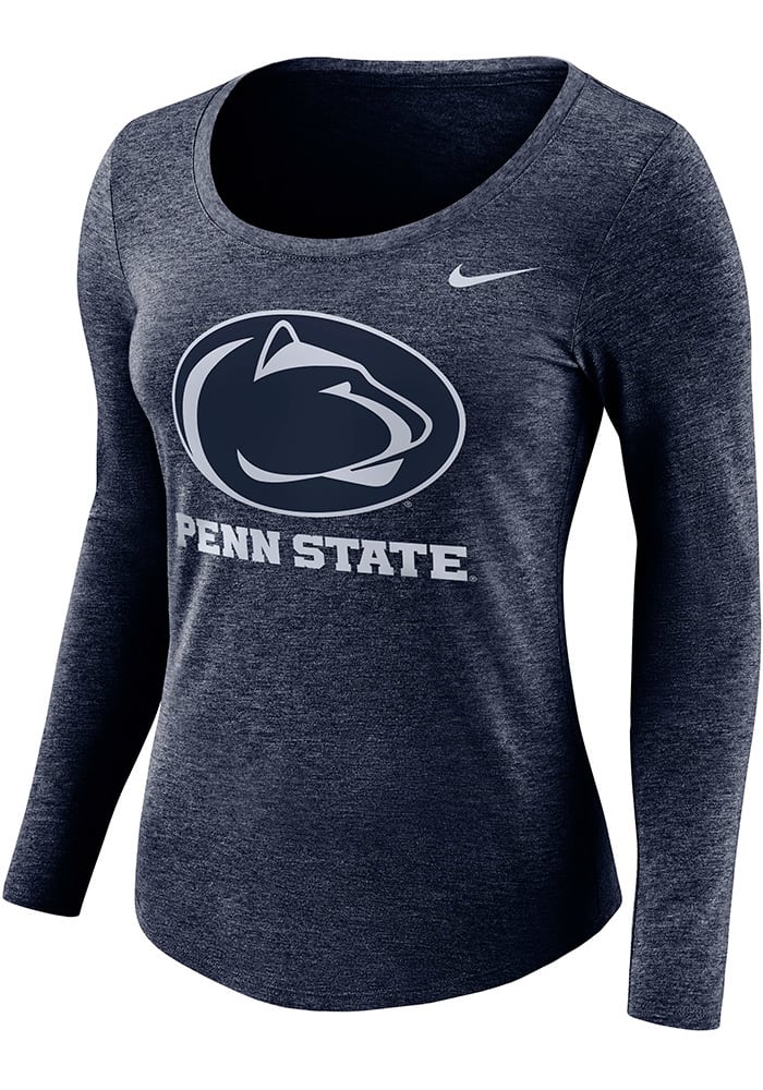 Nike Penn State Nittany Lions Womens Navy Blue Logo Scoop Neck LS Tee