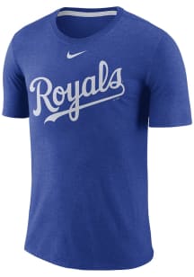 Nike Kansas City Royals Blue Tri Wordmark Short Sleeve Fashion T Shirt