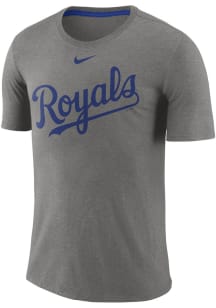 Nike Kansas City Royals Grey Tri Wordmark Short Sleeve Fashion T Shirt