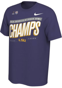 Nike LSU Tigers Purple 2019 Peach Bowl Champions Short Sleeve T Shirt