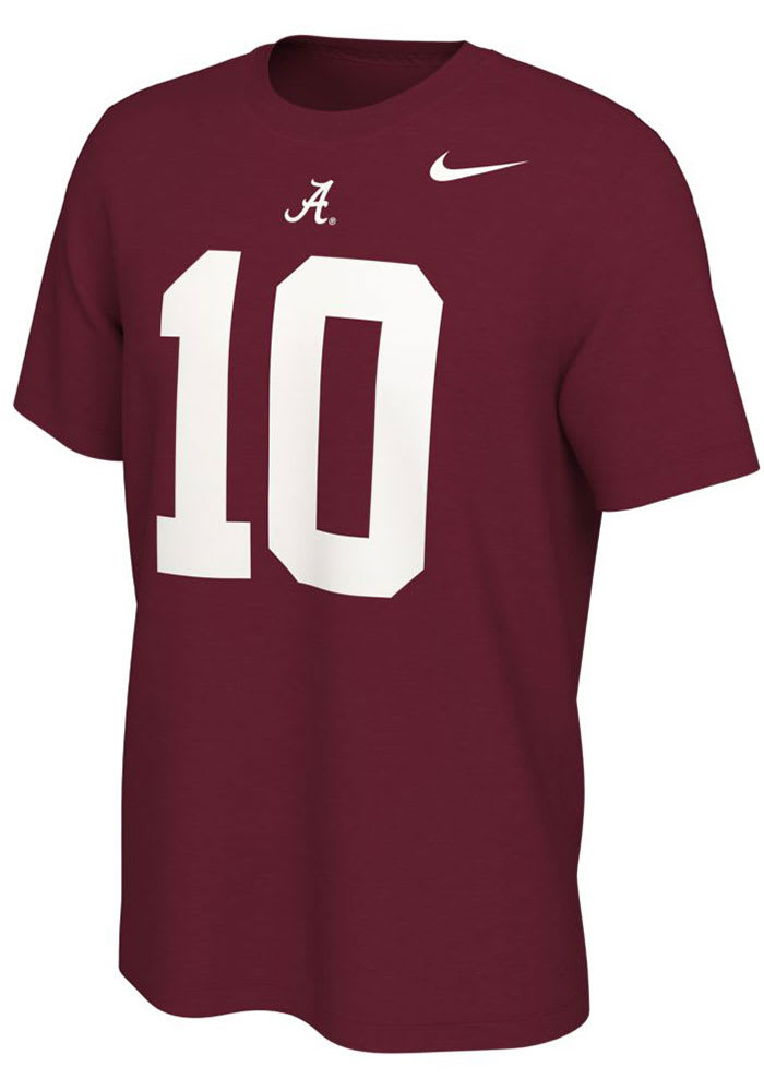 Mac Jones Alabama Crimson Tide Crimson Name and Number Short Sleeve Player T Shirt