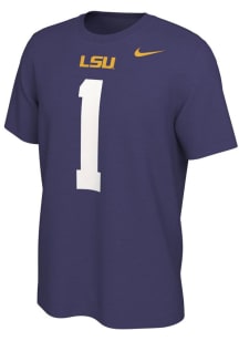 Ja'Marr Chase LSU Tigers Purple Name and Number Short Sleeve Player T Shirt