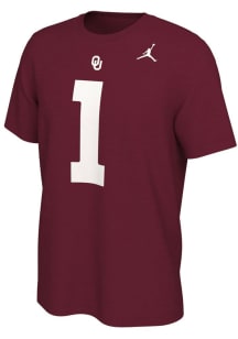 Jalen Hurts Oklahoma Sooners Crimson Name and Number Short Sleeve Player T Shirt