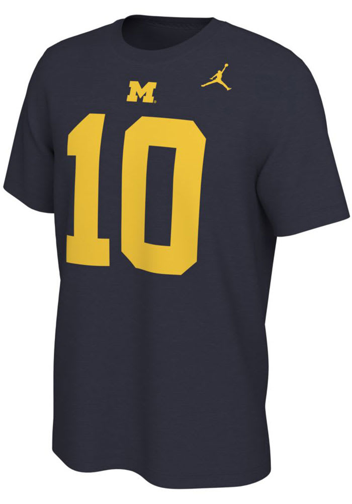 Tom Brady Michigan Wolverines Navy Blue Name and Number Short Sleeve Player T Shirt