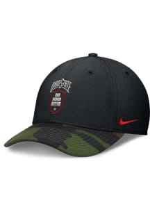 Ohio State Buckeyes Nike 2024 Rise Military Swooshflex Flex Hat - Black