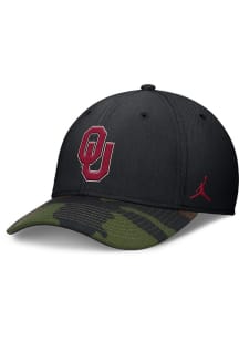 Nike Oklahoma Sooners Mens Black 2024 Rise Military Swooshflex Flex Hat