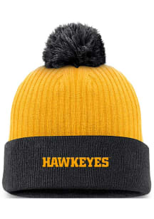 Iowa Hawkeyes Nike 2T Peak Standard Cuff Pom Mens Knit Hat - Gold