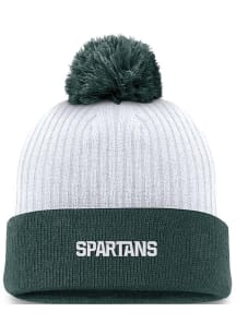 Michigan State Spartans Nike 2T Peak Standard Cuff Pom Mens Knit Hat - White