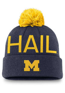 Michigan Wolverines Nike Primetime Peak Cuff Pom Mens Knit Hat - Navy Blue