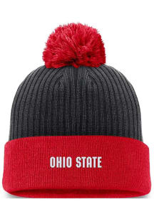 Ohio State Buckeyes Nike 2T Peak Standard Cuff Pom Mens Knit Hat - Black