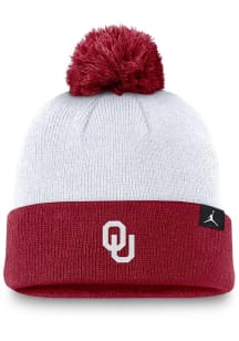 Nike Oklahoma Sooners White 2T Peak Standard Cuff Pom Mens Knit Hat
