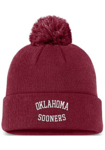 Nike Oklahoma Sooners Cardinal Modern Tradition Peak Cuff Pom Mens Knit Hat