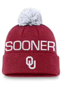 Nike Oklahoma Sooners Cardinal Primetime Peak Cuff Pom Mens Knit Hat