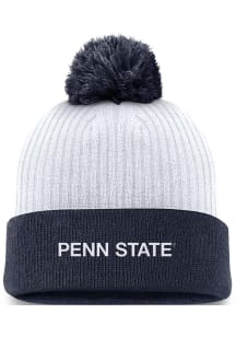 Penn State Nittany Lions Nike 2T Peak Standard Cuff Pom Mens Knit Hat - White