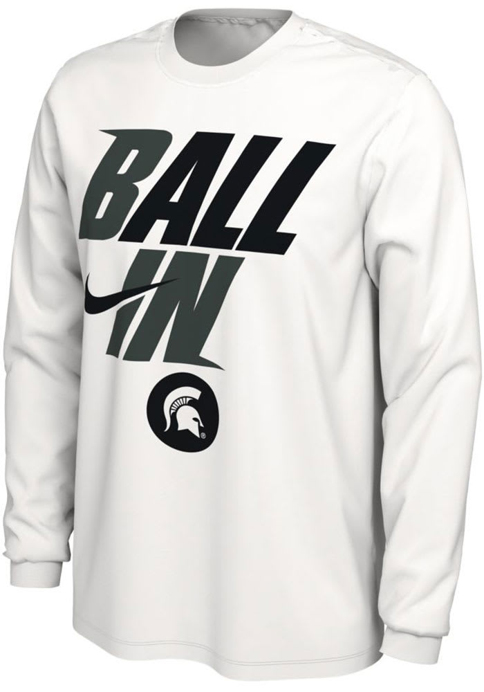 Nike Michigan State Spartans White 2022 Ball In Bench Long Sleeve T Shirt