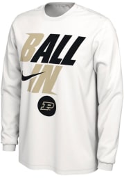 Nike Purdue Boilermakers White 2022 Ball In Bench Long Sleeve T Shirt