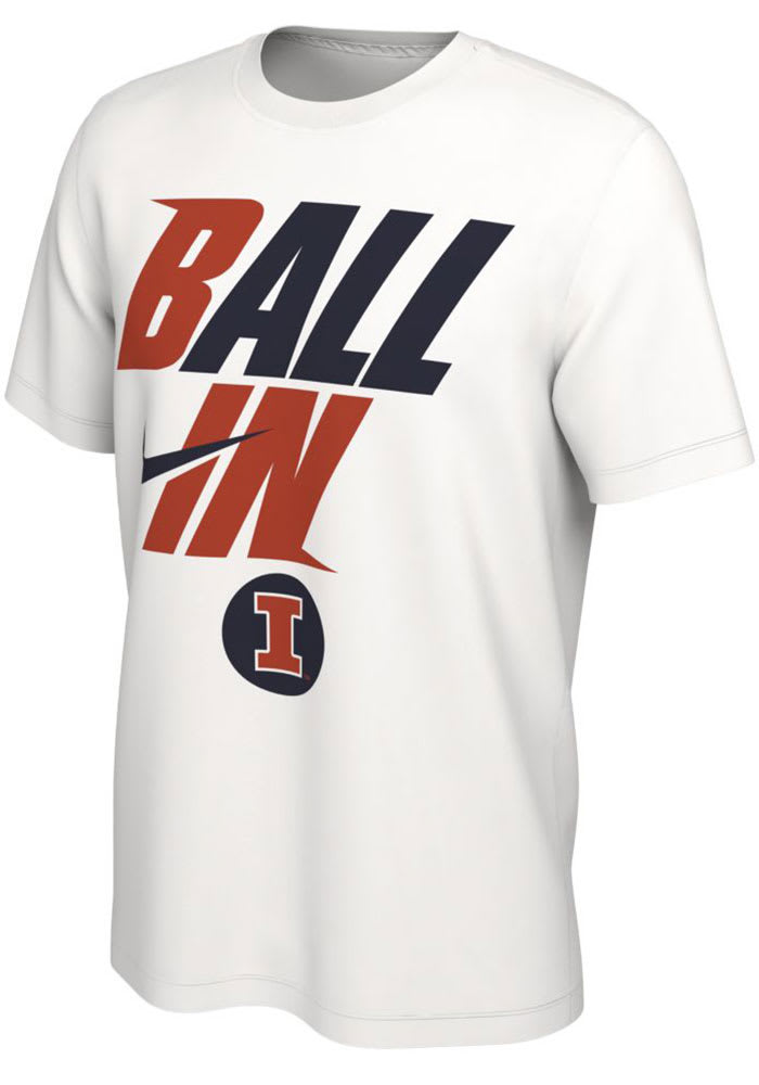 Nike Illinois Fighting Illini White 2022 Ball In Bench Short Sleeve T Shirt