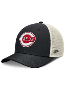 Nike Cincinnati Reds Cooperstown 2T Rise Trucker Adjustable Hat - Black
