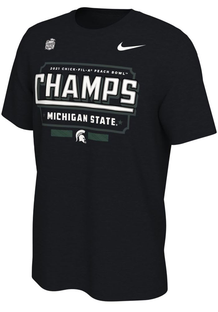 Nike Michigan State Spartans Black 2021 Peach Bowl Champions Short Sleeve T Shirt