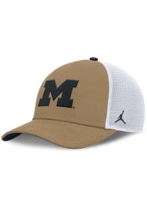 Nike Khaki Michigan Wolverines Academic Structured Rise Trucker Adjustable Hat