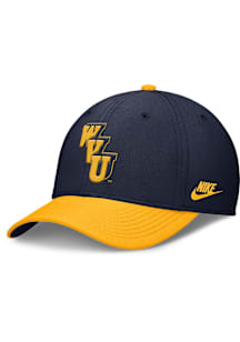 Nike West Virginia Mountaineers Mens Navy Blue Dri-Fit Structured Rise Swooshflex Flex Hat