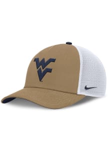 Nike West Virginia Mountaineers Academic Structured Rise Trucker Adjustable Hat - Khaki