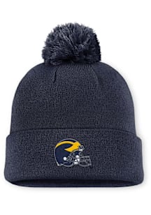 Nike Michigan Wolverines Blue Peak Pom Beanie Mens Knit Hat