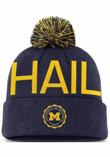 Michigan Wolverines Nike Jordan Brand Peak Standard Cuff Pom Mens Knit Hat - Navy Blue