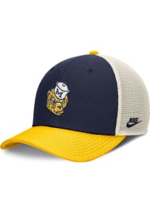 Nike Navy Blue Michigan Wolverines Dri-Fit Rise Structured Trucker Adjustable Hat