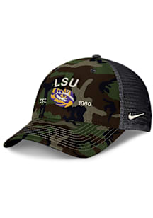 Nike LSU Tigers NIKE MILITARY RISE STRUCTURED TRUCKER Adjustable Hat - Olive