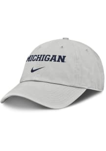 Nike Grey Michigan Wolverines NIKE CLUB OFF-FIELD UNSTRUCTURED ADJUSTABLE CAP Adjustable Hat