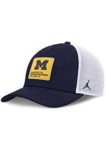 Nike Blue Michigan Wolverines JORDAN BRAND RISE GAMEDAY 5 PANEL STRUCTURED TRUCKER CAP Adjustable..