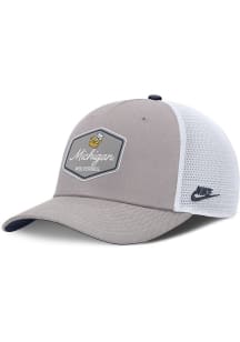 Nike Grey Michigan Wolverines NIKE RISE LEGACY 5P STRUCTURED TRUCKER CAP Adjustable Hat